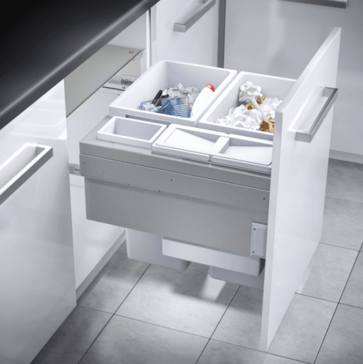 Hailo inbouw afvalsysteem Euro cargo 600 2 x 38L + 12 L + 2,5 L. Licht grijs - Afbeelding 2