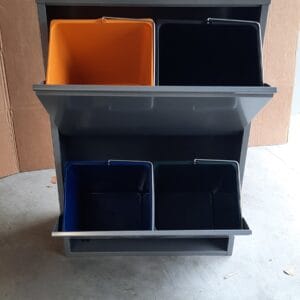 #B-keuze Afvalemmer met eiken - 4 binnenemmers - totaal 64 liter - grijs - #341