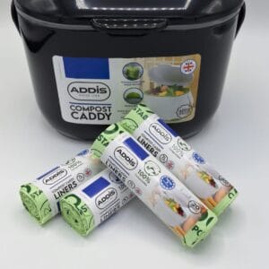 Compost Caddy zwart - inclusief 4 rollen biologisch afbreekbare afvalzakjes (80 zakjes)